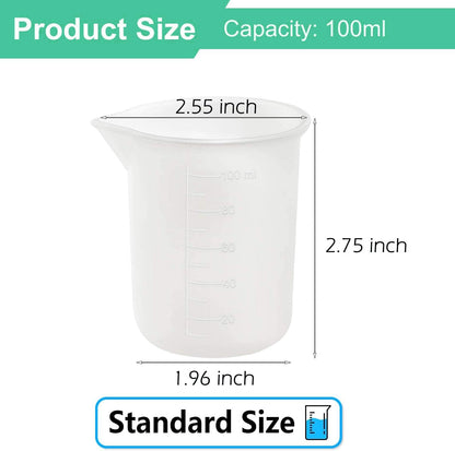 10 PCS 100ml Silicone Measuring Cups for Resin Non-Stick Mixing Cups Glue Tools, Precise Scale Toning Cups for Resin DIY Craft Jewelry Making
