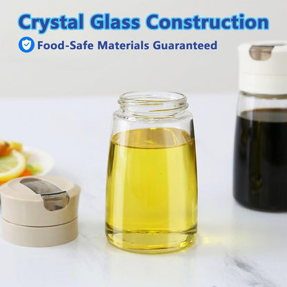 Simple Style Leak-Proof Glass Cruet Bottle 420ml, Oil & Vinegar Dispenser with Sealed Pour Spout, Wide Mouth, Easy to Clean, Kitchen & Dining Essential