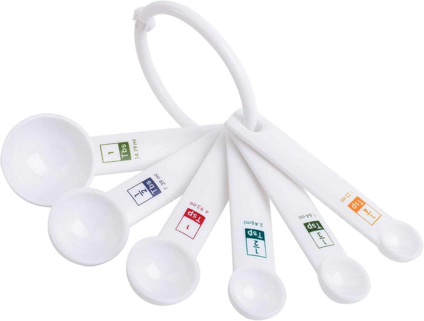 Fox Run Measuring Set, 6 Piece Plastic Measuring Spoon Set, Black, 1/4 TSP to 1 TBL