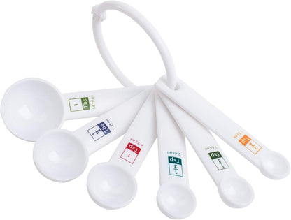 Fox Run Measuring Set, 6 Piece Plastic Measuring Spoon Set, Black, 1/4 TSP to 1 TBL
