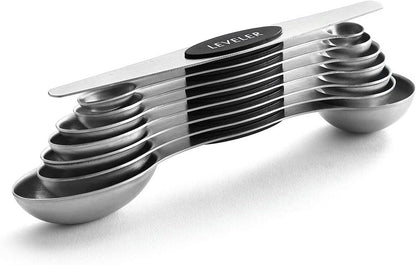 Set of 8 Stainless Steel Magnetic Measuring Spoons Set with Leveler,Dual Sided Stackable Steel Metal Teaspoons for Baking & Cooking Kicchen Accessories (Color)