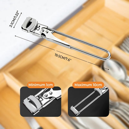 2026 New Kitchen Gadget Accessories, Adjustable Stainless Steel Jar Opener - Easy Grip for Weak Hands, Seniors, Men, Kids, Multifunctional Stainless Steel Can Opener