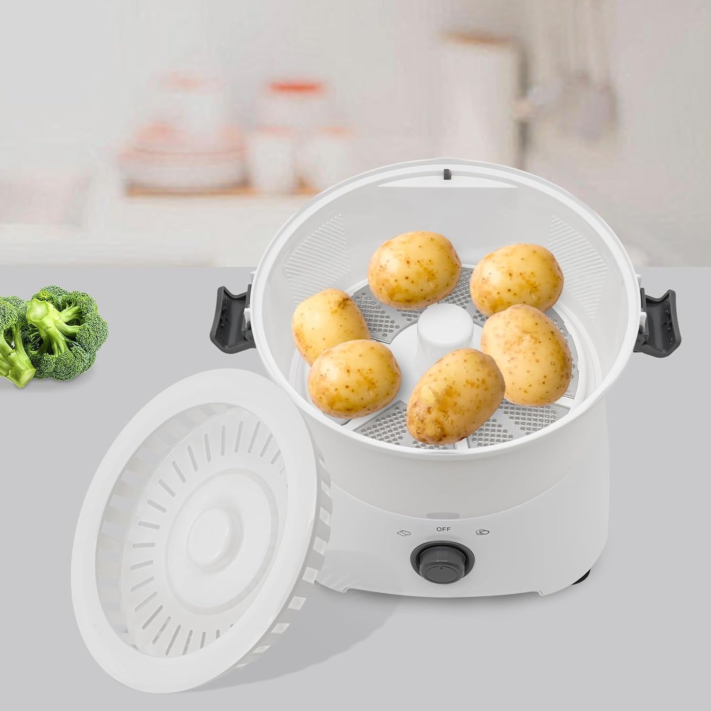 Electric Potato Peeler Machine with 2 Spare Blades, Automatic Potato Peeler Stainless Steel Swivel Vegetable Fruits Fruit Potato Peeler, Apple Paring Machine Kitchen Peeling Tool