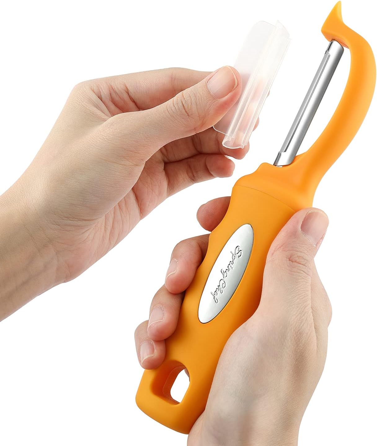Spring Chef Premium Swivel Vegetable Peeler, Soft Grip Handle and Ultra Sharp Stainless Steel Blades - Perfect Kitchen Peeler For Veggie, Fruit, Potato, Carrot, Apple - Pink Lemonade