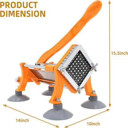 French Fry Cutter Commercial Potato Slicer with Suction Feet Complete Set, Includes 1/4", 3/8",1/2"