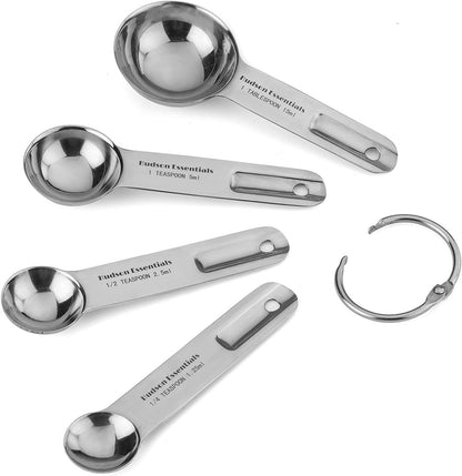 Hudson Essentials Stainless Steel Measuring Cups and Spoons Set - Stackable Set with Spout (11 Piece Set)