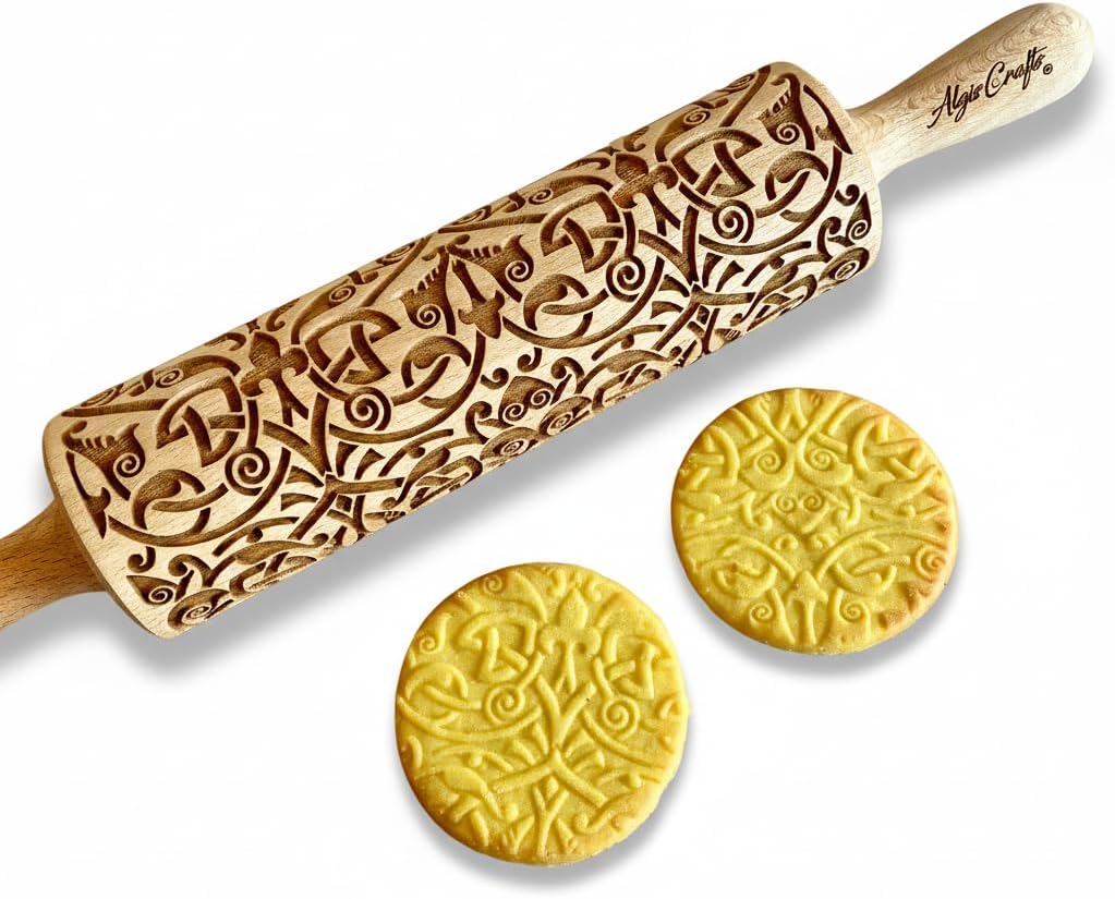 BEEHIVE Embossing Rolling Pin with Pattern. Laser Engraved Embossing Dough Roller for Homemade Cookies and Pottery by Algis Crafts