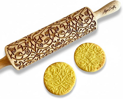 BEEHIVE Embossing Rolling Pin with Pattern. Laser Engraved Embossing Dough Roller for Homemade Cookies and Pottery by Algis Crafts