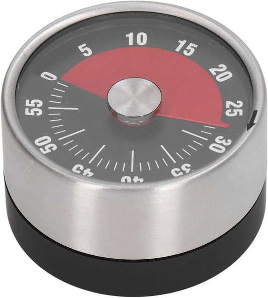Minute Timer, Easy To Use High Accuracy Stainless Steel 70db Alert Magnet Design Magnetic Timer for Cooking(black)
