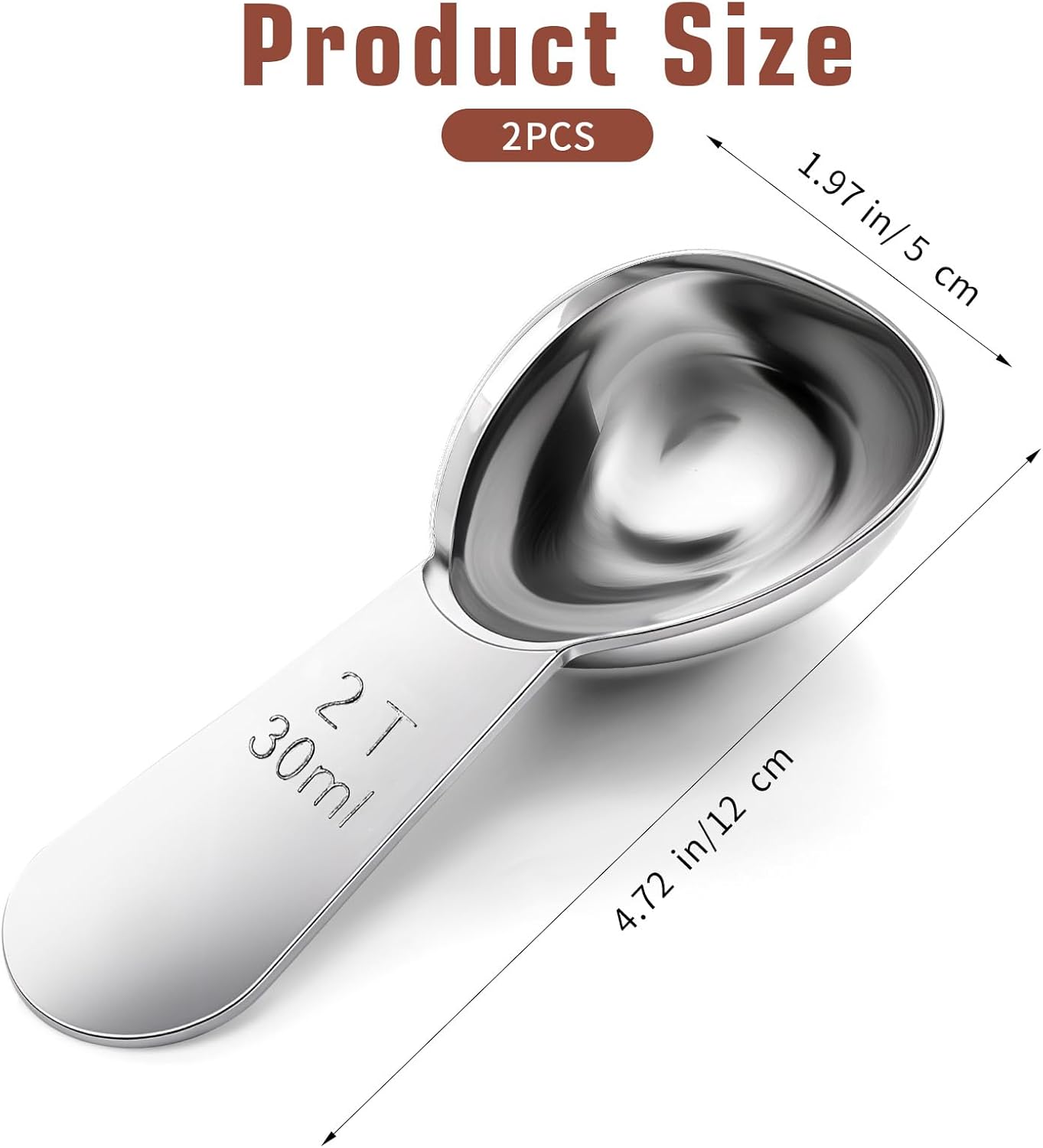 1 Tbsp Scoop Coffee Scoop, 1 Tablespoon Measuring Spoons(15ml), 18/8 Stainless Steel Short Handled Measure Scooper for Calculateing and Grinding Coffee Tea Sugar Christmas Kitchen Gift Jar Beans