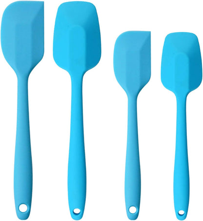 Silicone Spatulas Set of 6, Rubber Spoon Spatula Heat Resistant Spoonula One Piece Design Seamless Spatula Non-Stick Scrapers Baking Mixing Tool (Black)