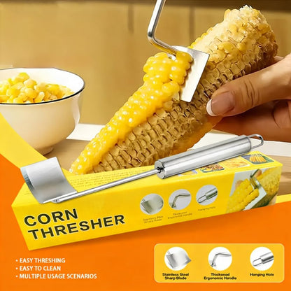 3Pcs Stainless Steel Corn Peeler Set, Kitchen Corn Thresher Tool, Corn Stripper with Fork and Brush