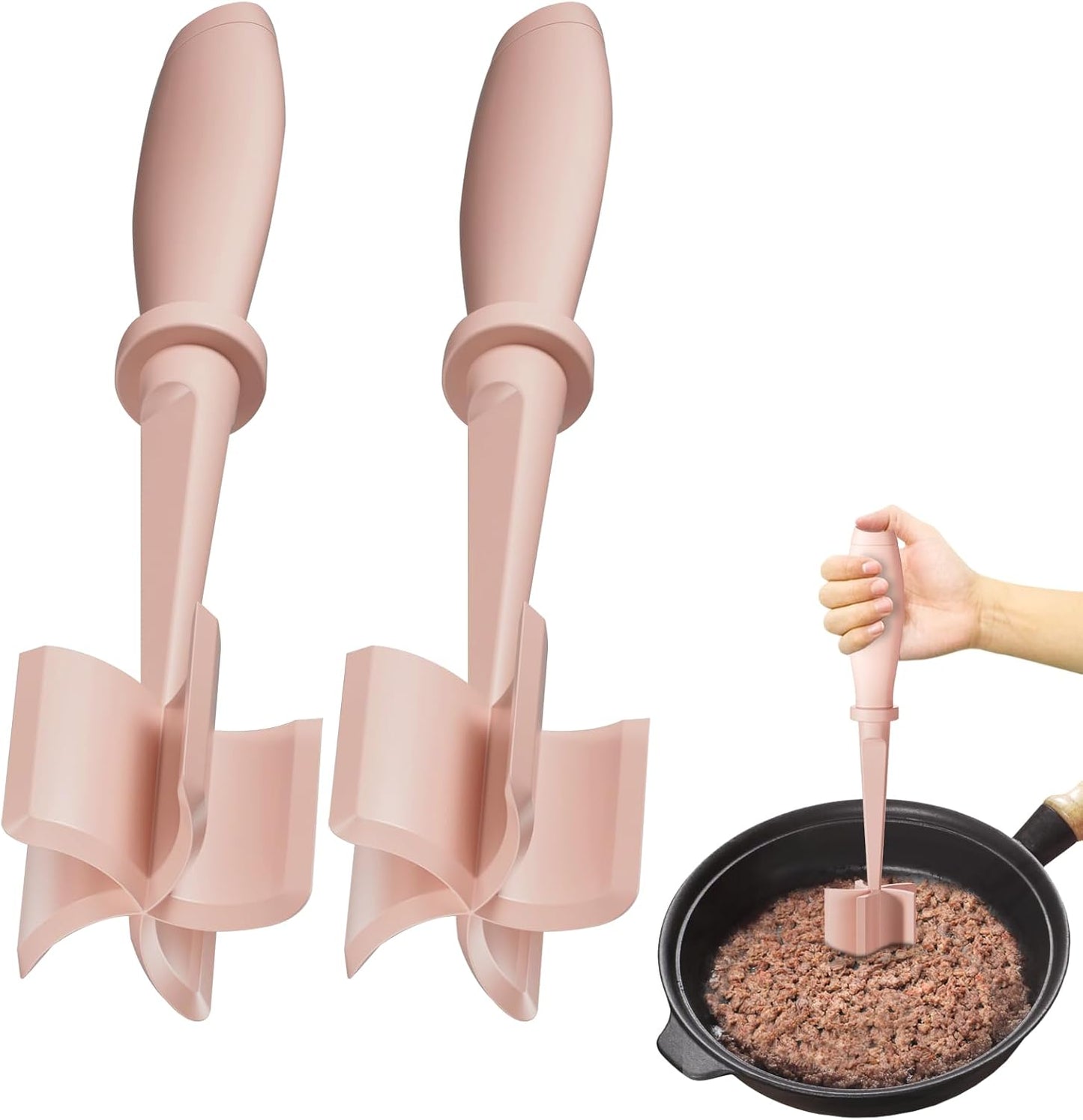 Upgrade Meat Chopper, Heat Resistant Meat Masher for Hamburger, Ground Beef Smasher, Nylon Hamburger Grinder Utensil for Ground Beef, Non Stick Mix Ground Chopper, Mix and Chop Potato Masher Tool