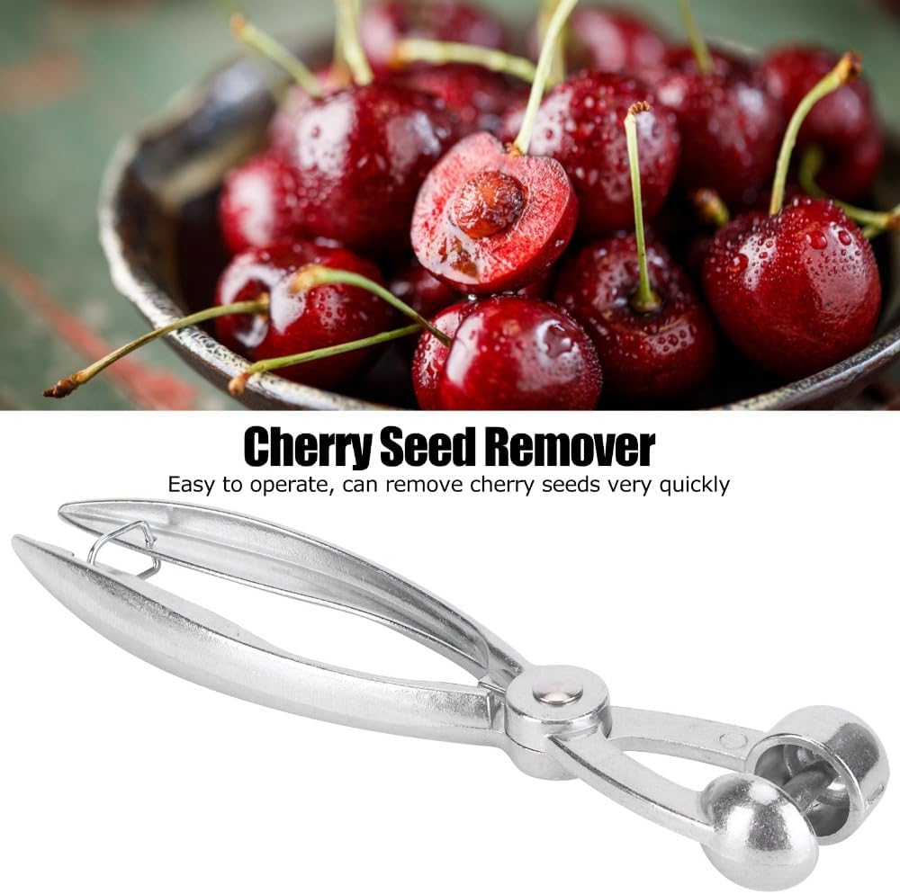Aluminum Alloy Cherry Pitter Tool - One-Press Core Removal Tool for Olives and Dates, Heavy Duty Pit Picker Tool with Ergonomic Grip