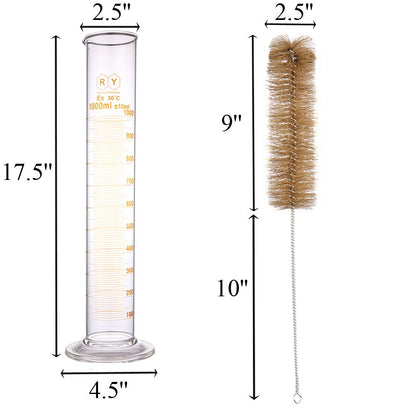 100 mL Glass Graduated Cylinder Measuring Single Metric Scale 2 Pcs with Brush (Pack of 2) … (100ml-2)