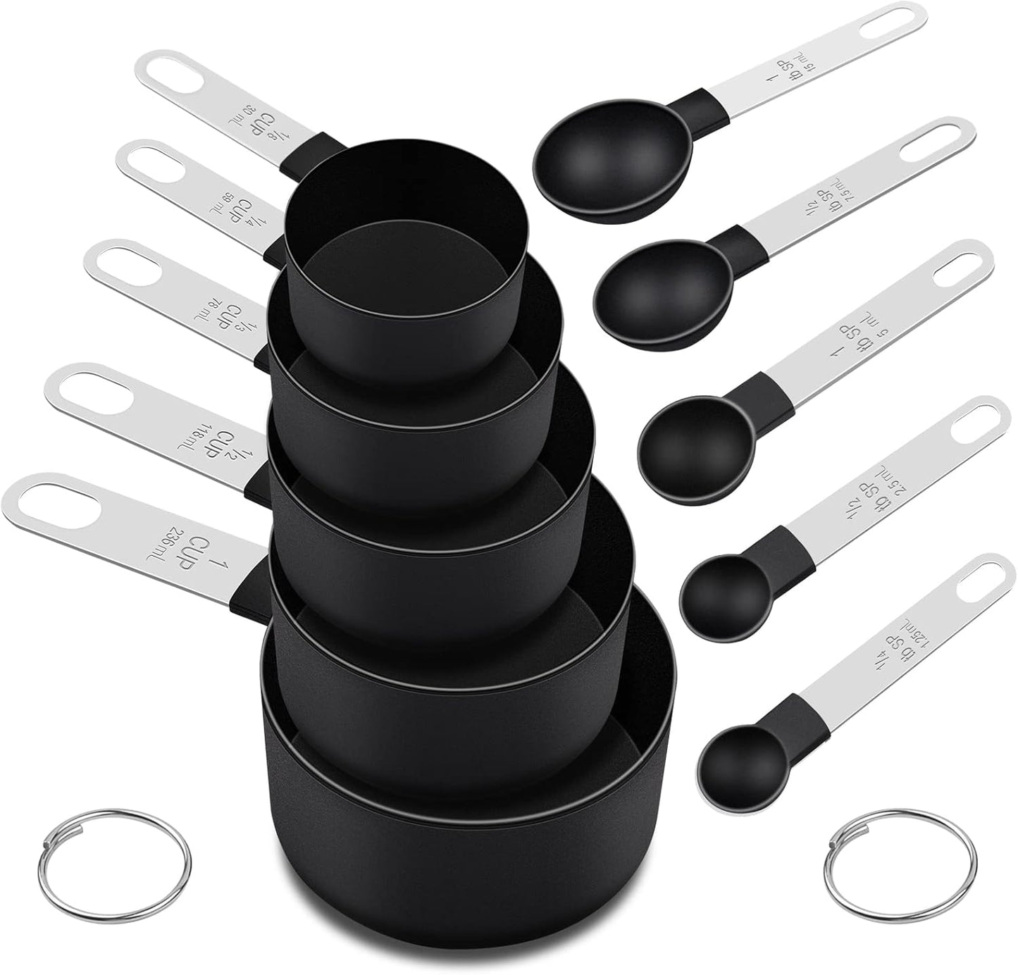 Measuring Cups and Spoons Set, 10 Pieces Nesting Measure Tools, Kitchen Essentials Gadgets with Stainless Steel Handle for Dry & Liquid Ingredient, Pink
