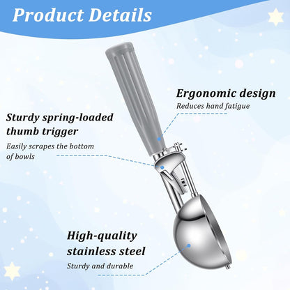 4 oz Ice Cream Scoop with Trigger, 4 Pcs Portion Scoop, Stainless Steel Large Cookie Scoops for Portion Control, Baking Food, Cookie Dough, Cupcake Batter