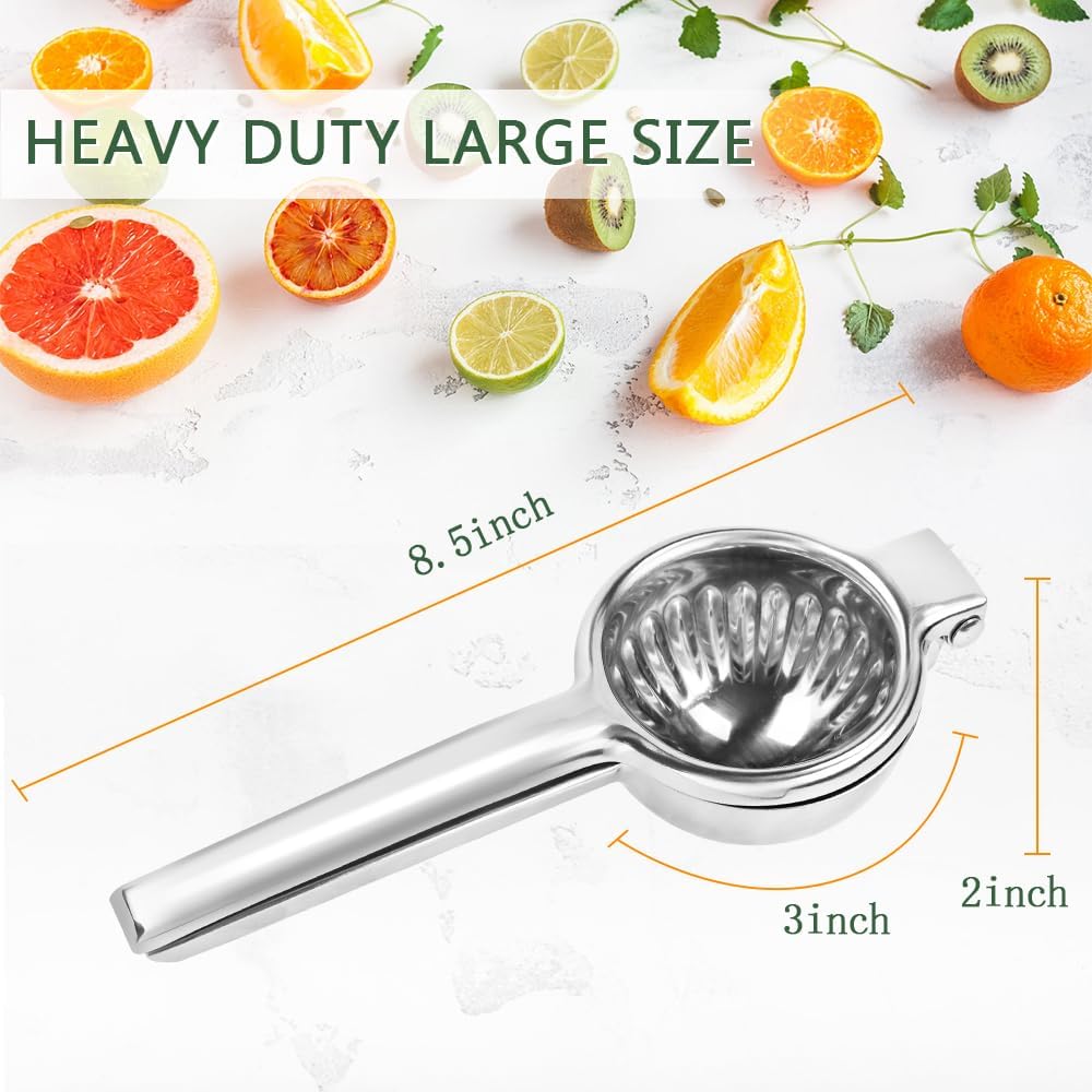 Stainless Steel Lemon Squeezer Lime Lemon and Fruit Juicer with Silicone Handles Large Manual Citrus Press Juicer
