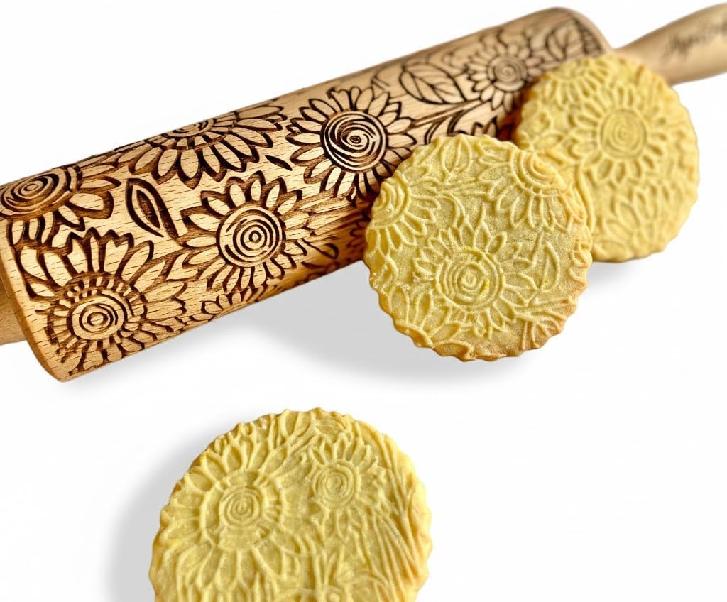 BEEHIVE Embossing Rolling Pin with Pattern. Laser Engraved Embossing Dough Roller for Homemade Cookies and Pottery by Algis Crafts