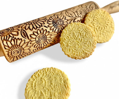 BEEHIVE Embossing Rolling Pin with Pattern. Laser Engraved Embossing Dough Roller for Homemade Cookies and Pottery by Algis Crafts