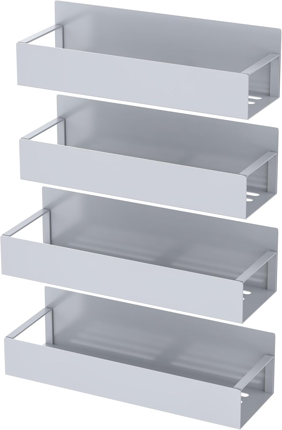 HuggieGems Metal 4 Pack Magnetic Spice Storage Rack Organizer for Refrigerator and Oven, Black Fridge Organizers and Storage, Metal
