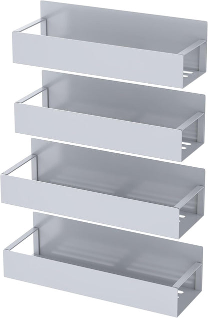 HuggieGems Metal 4 Pack Magnetic Spice Storage Rack Organizer for Refrigerator and Oven, Black Fridge Organizers and Storage, Metal