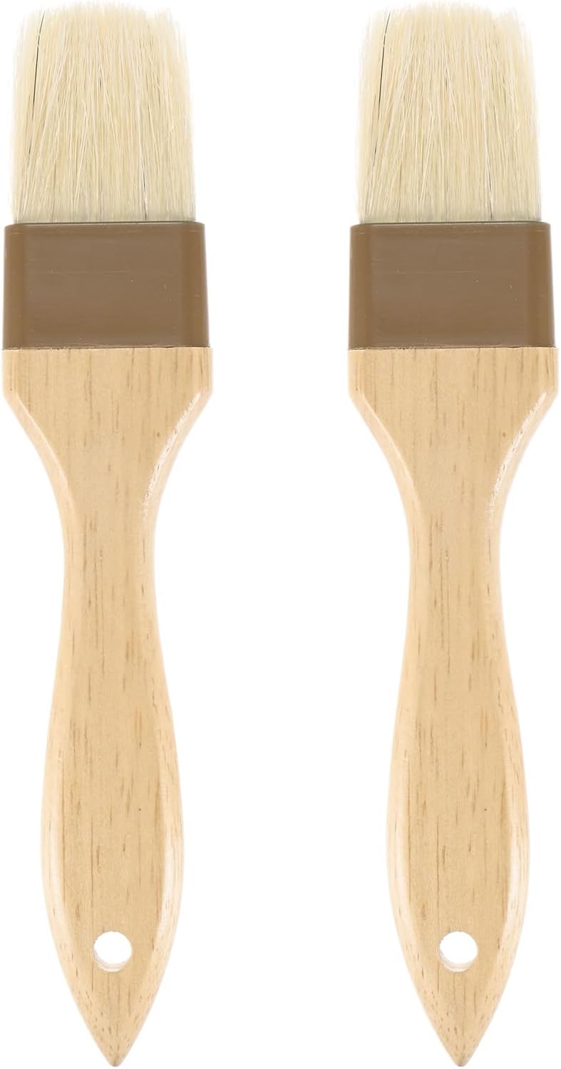 M METERXITY 2-Pack Pastry Brush, Wooden Handle Natural Bristle Basting BBQ Oil Brush for Cooking/Barbecue/Kitchen [3"]