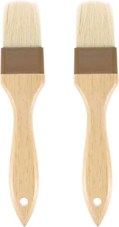 M METERXITY 2-Pack Pastry Brush, Wooden Handle Natural Bristle Basting BBQ Oil Brush for Cooking/Barbecue/Kitchen [3"]