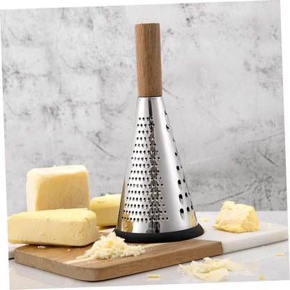 Kitchen Grater Cheese Grater with Handle Carrot Peeler Veggie spiralizer Manual Mandoline Slicer Cheese Slicer Cucumber Slicer Cone-Shaped Cheese Grater Truffle Wood Vertical