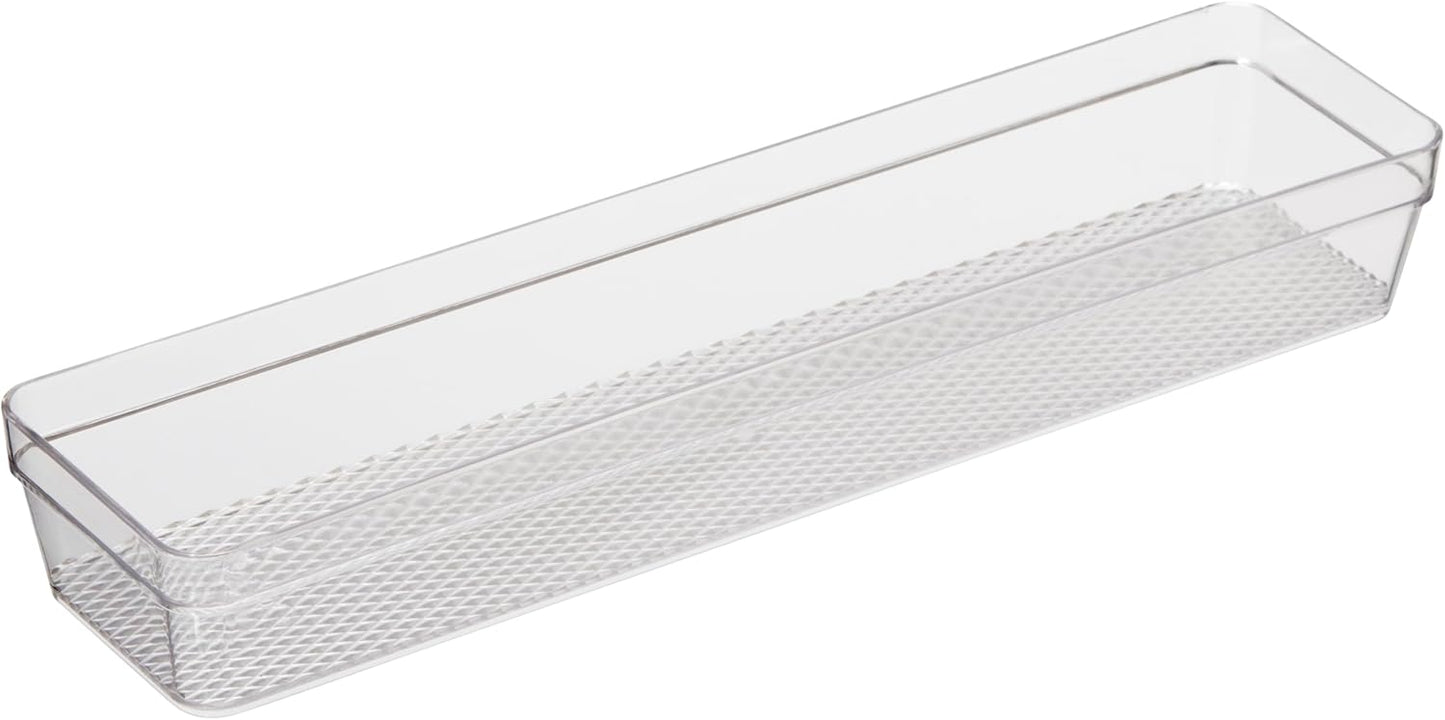 Oggi Clear Drawer Organizer - 3" X 12.5" - Ideal for Organizing Kitchen Drawers, Office, Desk, Silverware, Kitchen Utensils, Cosmetics and Bathrooms