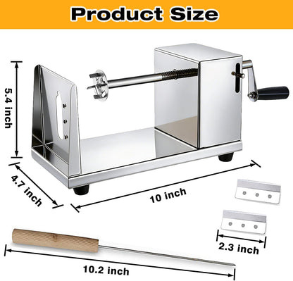Potato Spiral Cutter, Manual Tornado Potato Spiral Cutter Stainless Steel Curly Fry Cutter Twisted Potato Slicer with Skewers Kitchen Tool for Potatoes, Cucumber, Carrot, BBQ