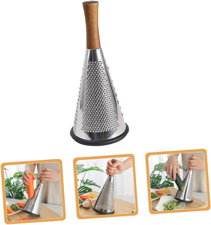 Kitchen Grater Cheese Grater with Handle Carrot Peeler Veggie spiralizer Manual Mandoline Slicer Cheese Slicer Cucumber Slicer Cone-Shaped Cheese Grater Truffle Wood Vertical
