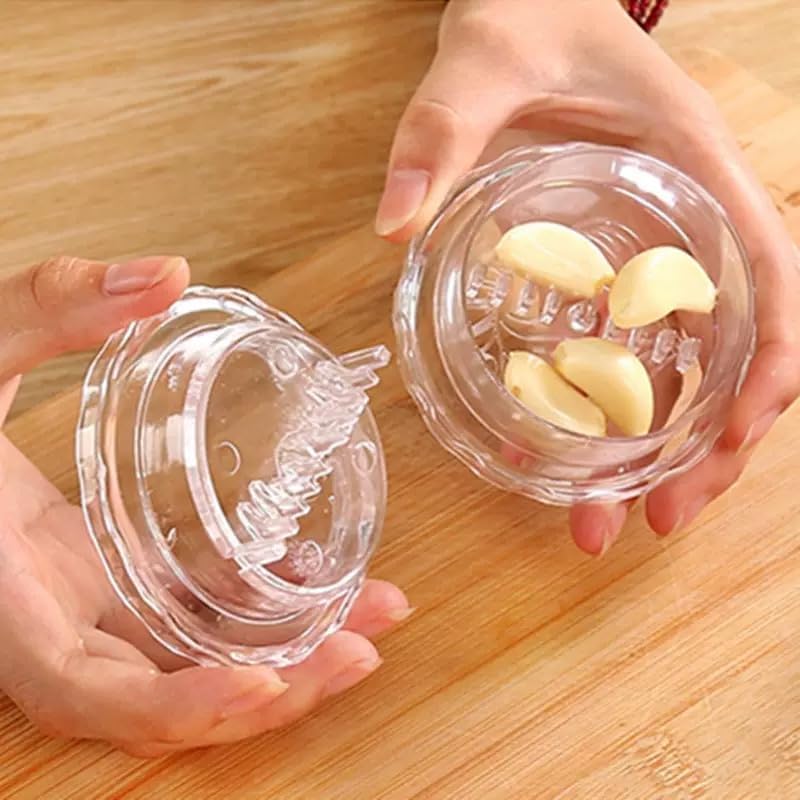 Transparent Manual Garlic Twist, Multi-Functional Mincer & Grinder for Garlic, Onion, Ginger, Herbs, Nuts, Impact Resistant Kitchen Gadget & Home Accessory