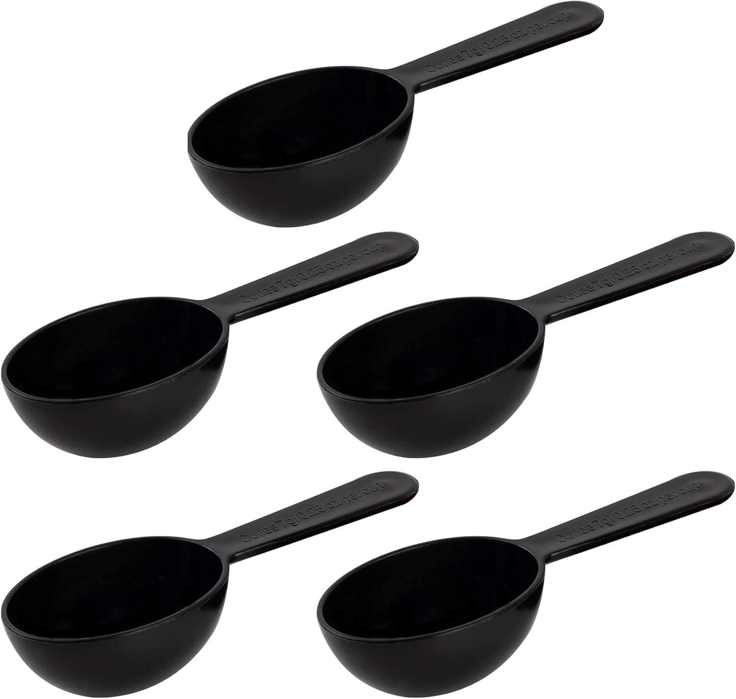 Framendino, 5 Pack Plastic Coffee Measuring Spoons Short Handle Scoops for Tea Sugar Cereal Milk Powder Spices Black 7g