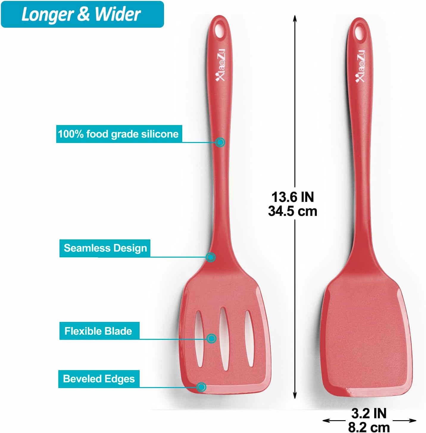 Silicone Spatula Turner Set, High Heat Resistant Spatulas with Seamless One Piece Design, Nonstick Rubber Flippers Utensils for Baking & Cooking,BPA-Free, Starry Blue,11IN