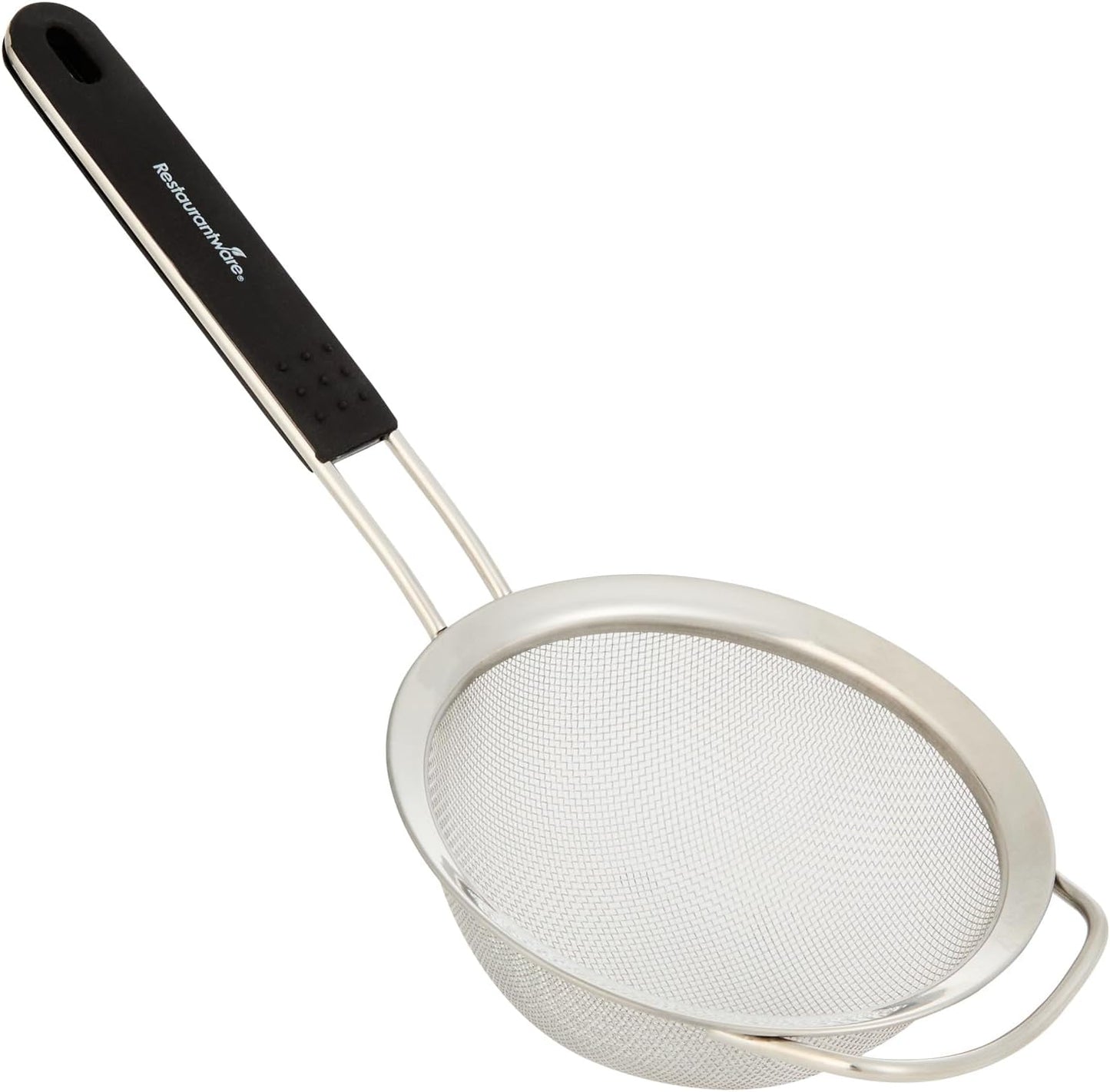 Restaurantware Fine Mesh Strainer Set of 3 Different Sizes with Silicone Handle Stainless Steel Extra Fine Mesh Strainer Heat-Resistant Handle Dishwasher-Safe for Rice, Quinoa, Pasta