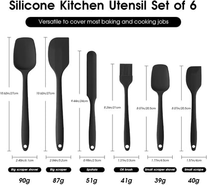 Food Grade Silicone Rubber Spatula Set for Baking, Cooking, and Mixing High Heat Resistant Non Stick Dishwasher Safe BPA-Free Multicolor Set of 6（Red）
