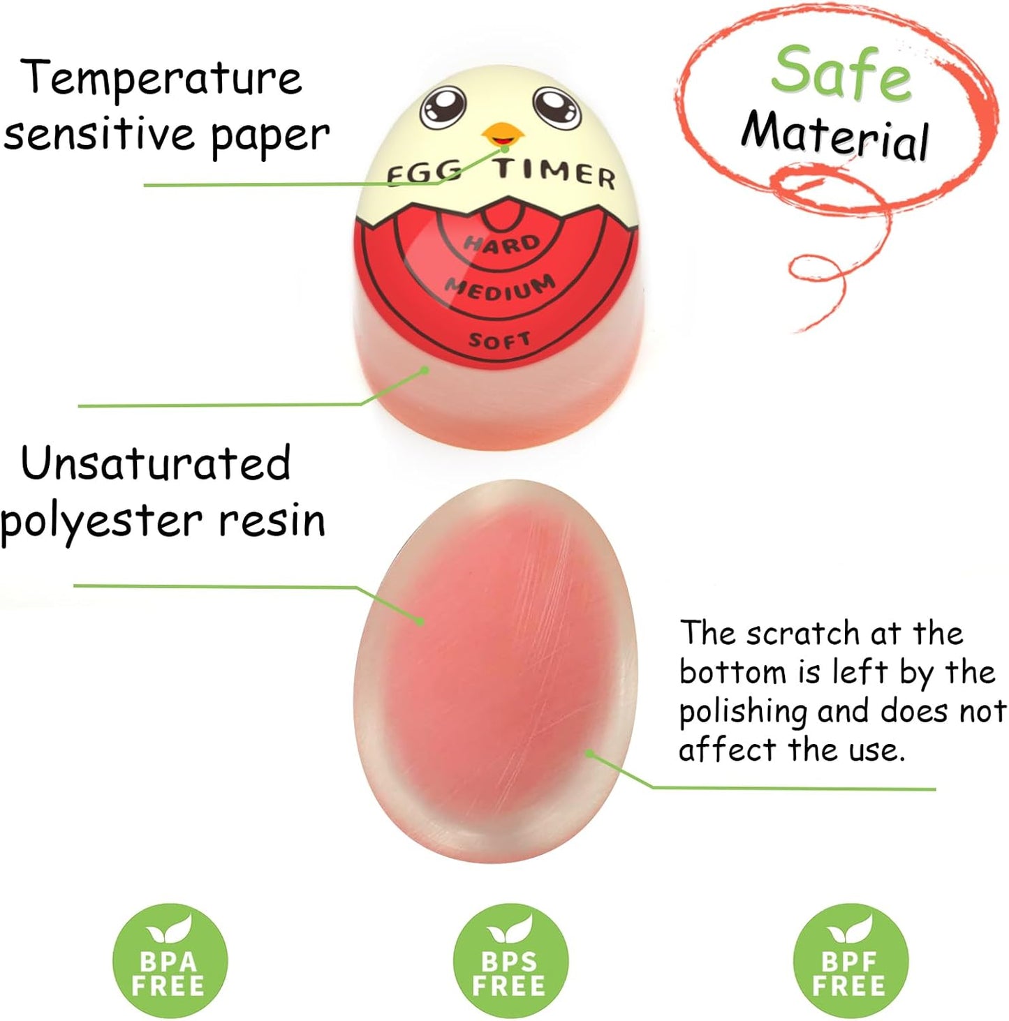 Lasubst Egg Timer for Boiling Eggs that Changes Color When Done, Tricolor