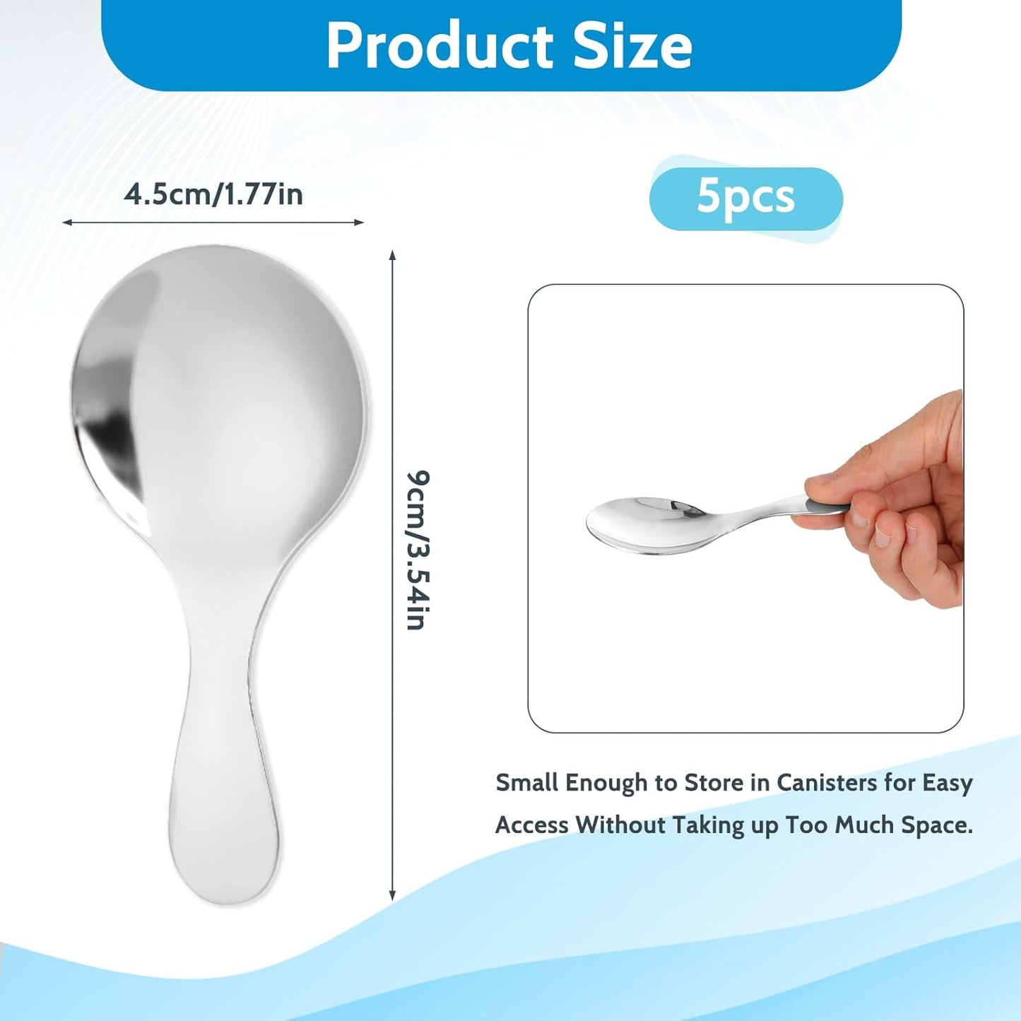 5 PCS Short Handle Spoons Gold Mini Scoops Stainless Spoons for Canisters Small Coffee Scoops Candy Scoops for Condiments Tea Desserts Coffee