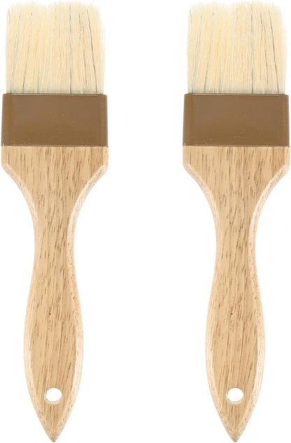 M METERXITY 2-Pack Pastry Brush, Wooden Handle Natural Bristle Basting BBQ Oil Brush for Cooking/Barbecue/Kitchen [3"]