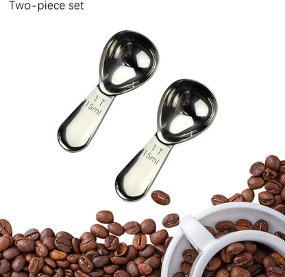 CoaGu Short Handle Coffee Scoop 15ml (1 Tbsp) - Stainless Steel Measuring Spoon for Ground Coffee, Spices & Protein Powder - Compact Design Fits Small Jars, Dishwasher Safe & Rust-Resistant