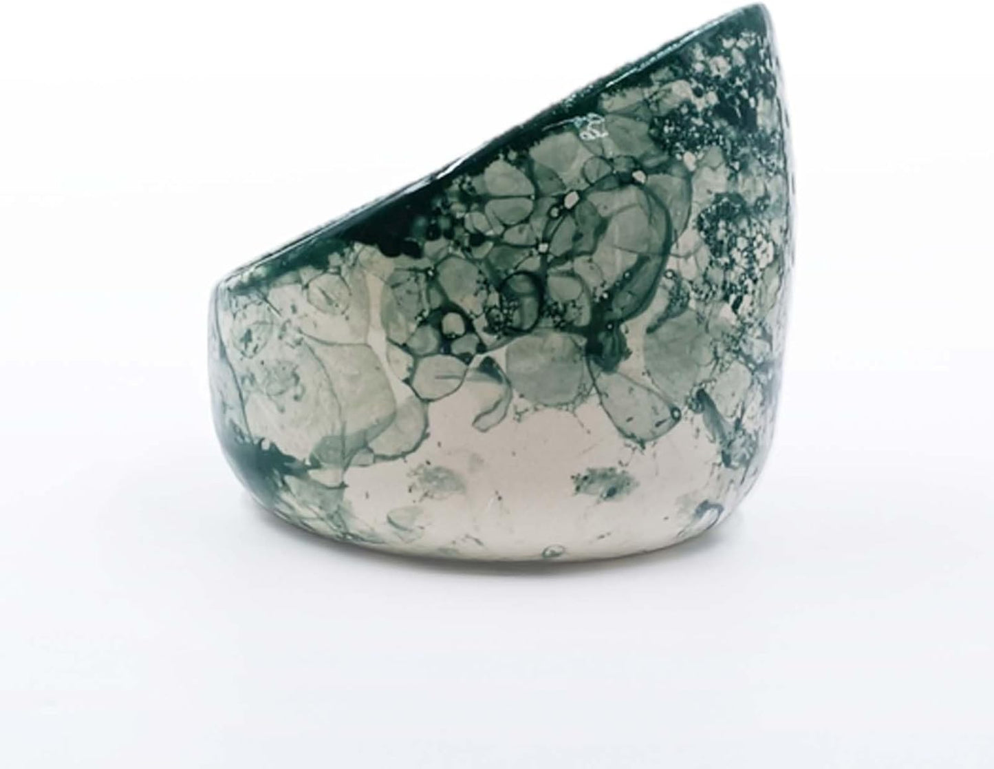 Green Ceramic Herb Stripper Bowl with Multi-Sized Holes Kitchen Gadget Tool for Fresh Rosemary, Parsley, Basil, Mint & More , Angled Serving Bowls for Party Stylish Dish for Berries, Nuts, Dips Fruit
