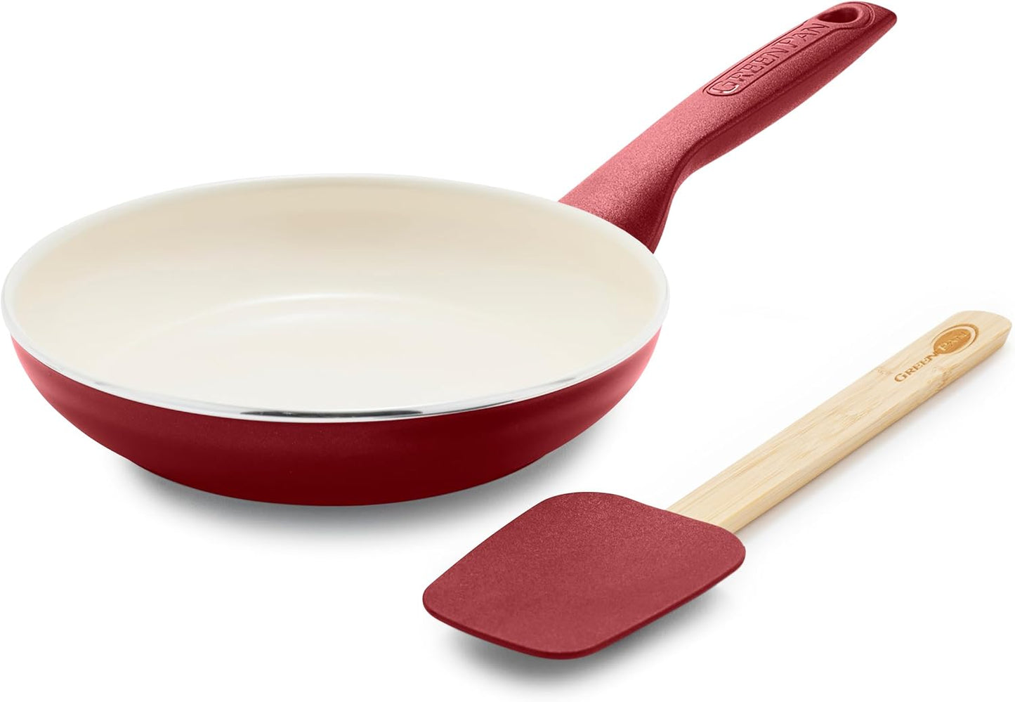 GreenPan Rio Healthy Ceramic Nonstick 8" Frying Pan Skillet and Silicone Spatula Set, Soft Grip Handle, Breaktfast Meal Set, PFAS-Free, Dishwasher Safe, Oven Safe, Oxford Blue