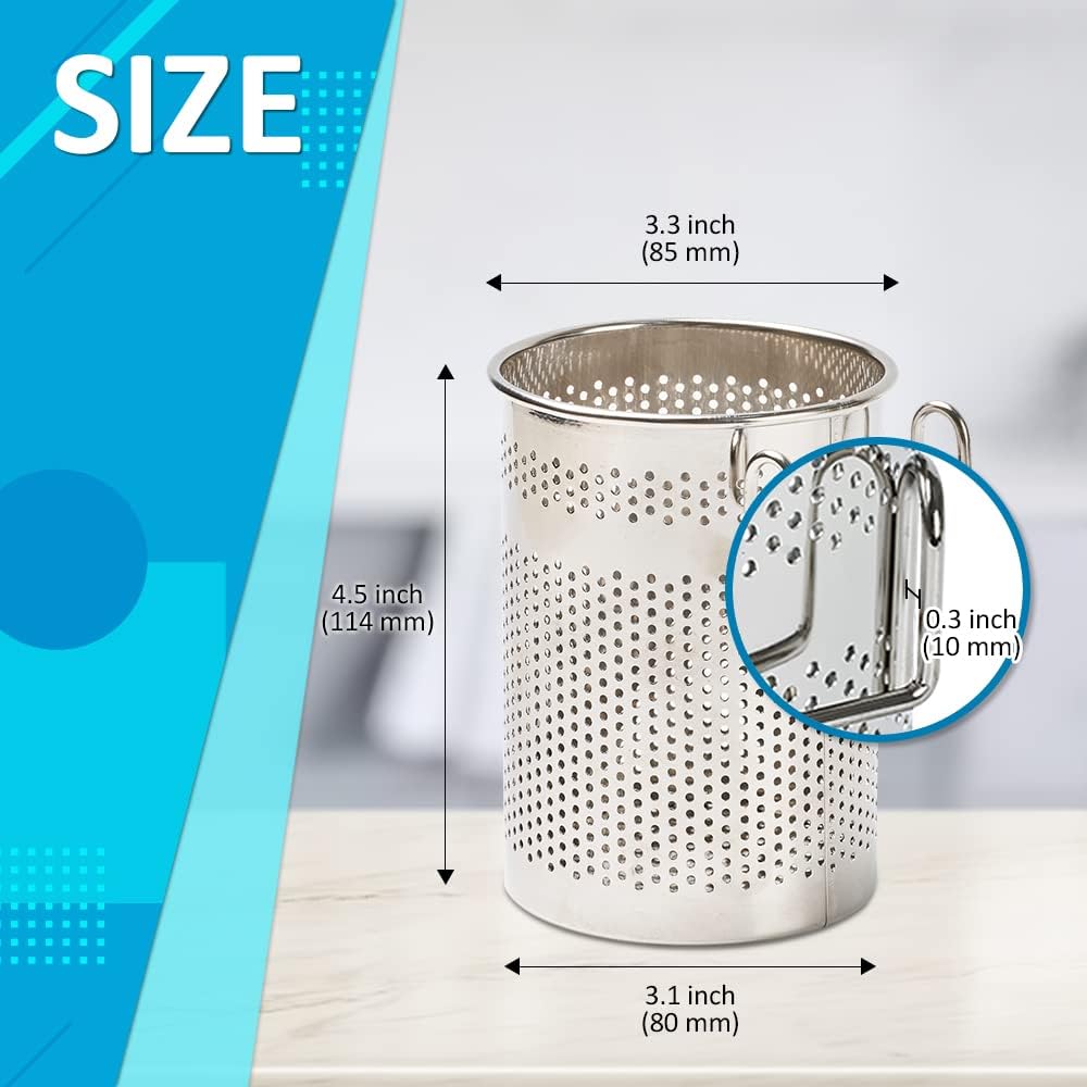 HOME&I Silverware Drying Basket for Dish Rack, SUS 304 Stainless Steel Hanging Utensil Holder with Wide Stable Hooks, 2-Compartment Cutlery Caddy for Kitchen Sink & Counterto