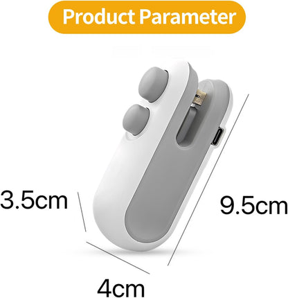 Mini Bag Sealer, 2 in 1 Heat Sealers with Cutter, Portable Handheld Chip Bag Sealers, Rechargeable Vacuum Sealers for Snacks & Food Storage