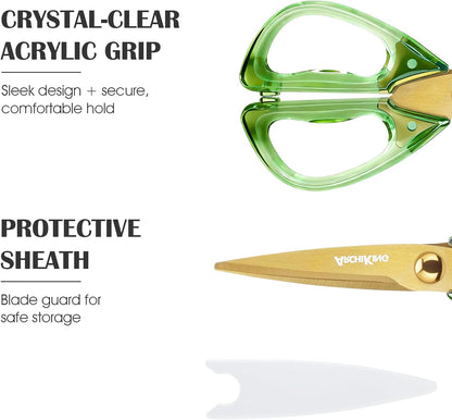 Heavy Duty Kitchen Scissors, Titanium Coated All Purpose Shears - Extra Sharp Detachable Blades for Poultry, Chicken Bones, Meat, Vegetables, Herbs | Micro Serrated & Ergonomic Handle