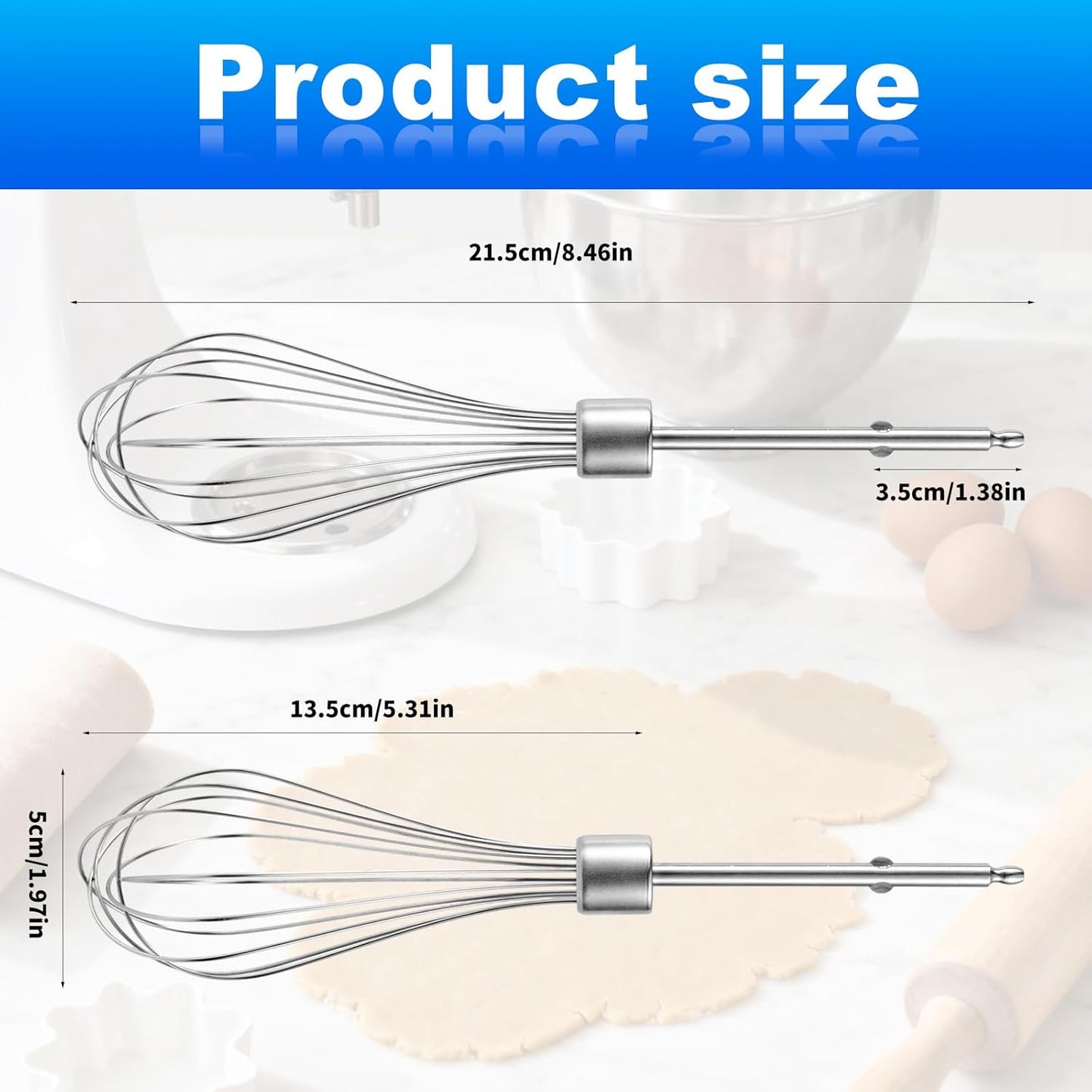 2pcs Hand Mixer Beaters Attachments Compatible with BLACK & DECKER, Universal Stainless Steel Electric Hand Mixer Whisk Replacement for Cooking and Baking