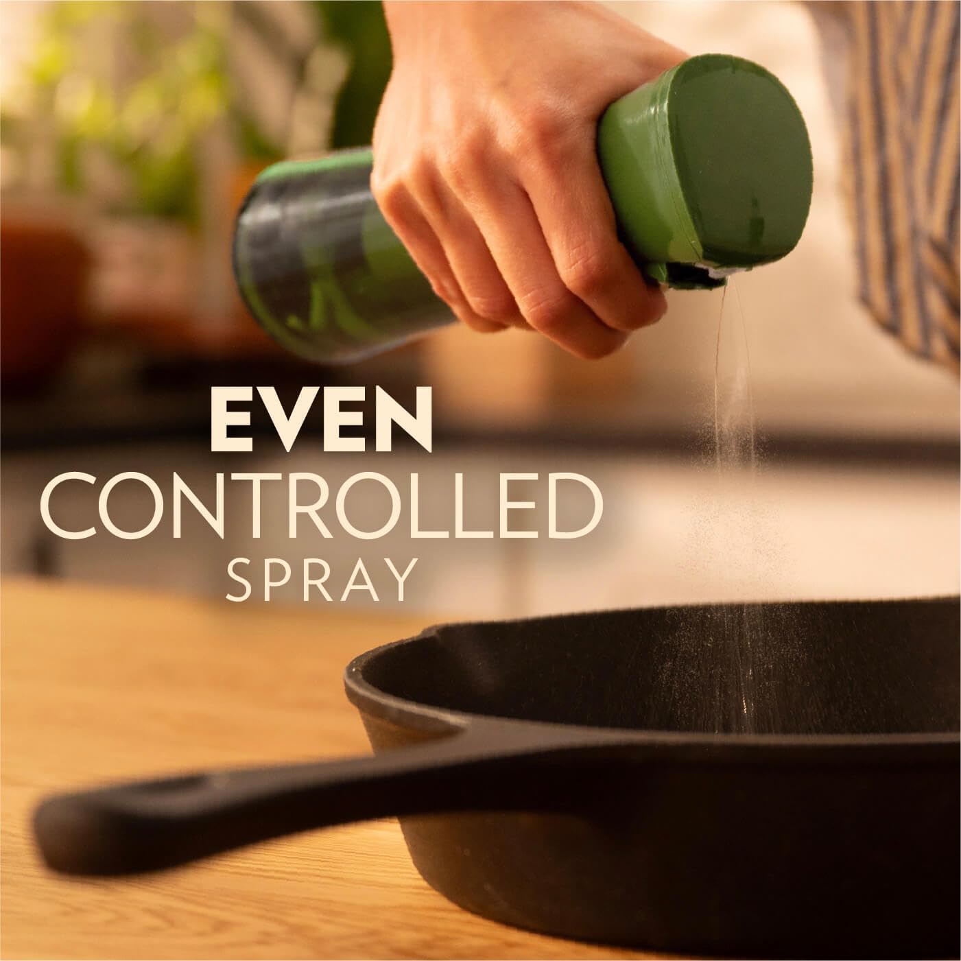 OLIVIA SIGNATURE Advanced Kitchen Oil Sprayer with Flairosol Technology, Fine Mist & Portion Control, Refillable Glass Olive Oil Cooking Spray Bottle for Air Fryer, Salad, BBQ, 200ml (Golden Leaves)