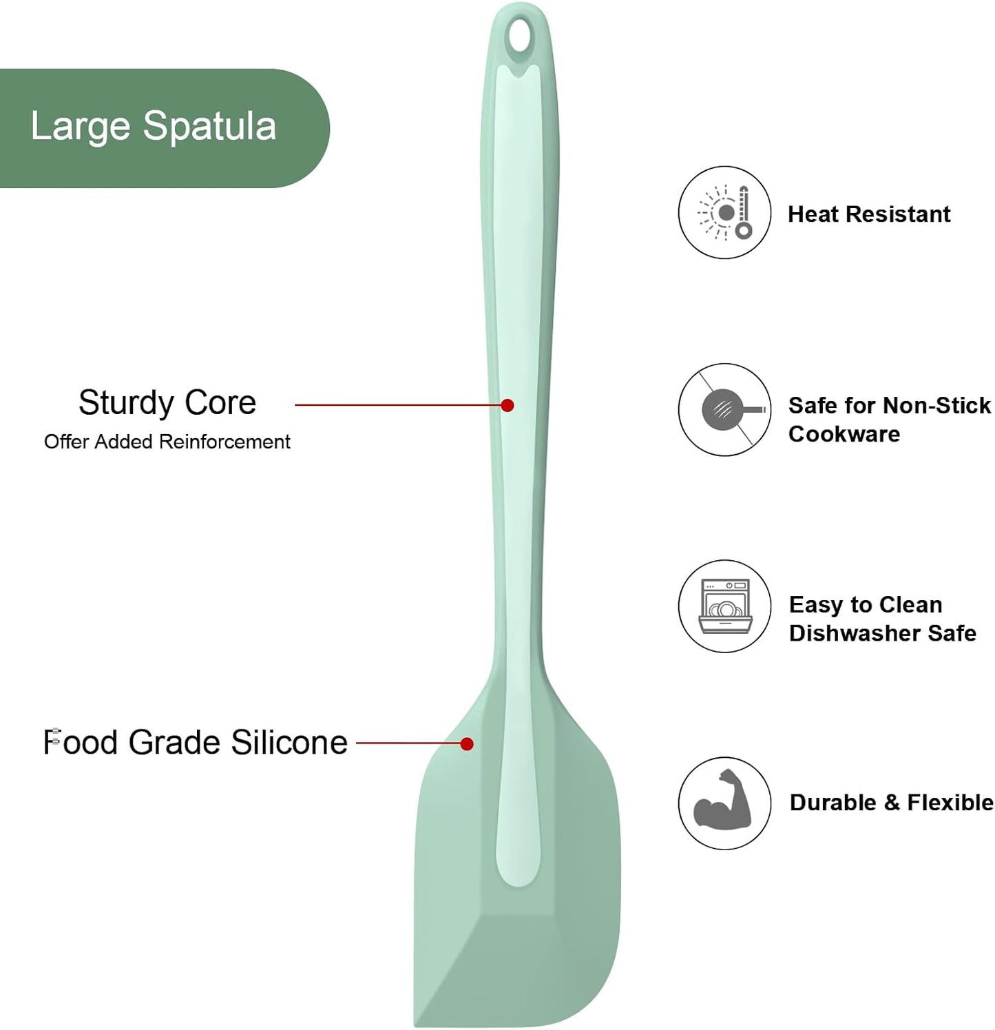 Silicone Spatula Set, Premium Spatulas Silicone Heat Resistant 2 Small & 2 Large Flexible Scraper for Nonstick Cookware, Rubber Spatula for Kitchen Mixing Baking Cooking Use, Soft Spatula - Set of 4