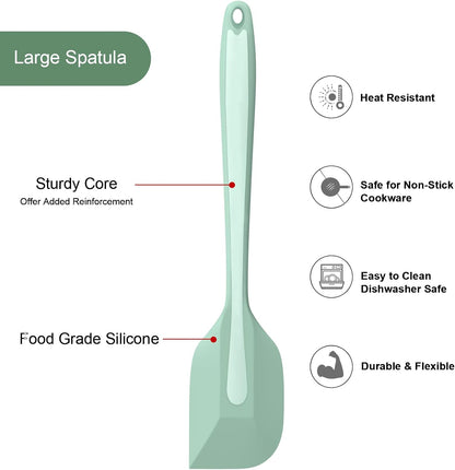 Silicone Spatula Set, Premium Spatulas Silicone Heat Resistant 2 Small & 2 Large Flexible Scraper for Nonstick Cookware, Rubber Spatula for Kitchen Mixing Baking Cooking Use, Soft Spatula - Set of 4